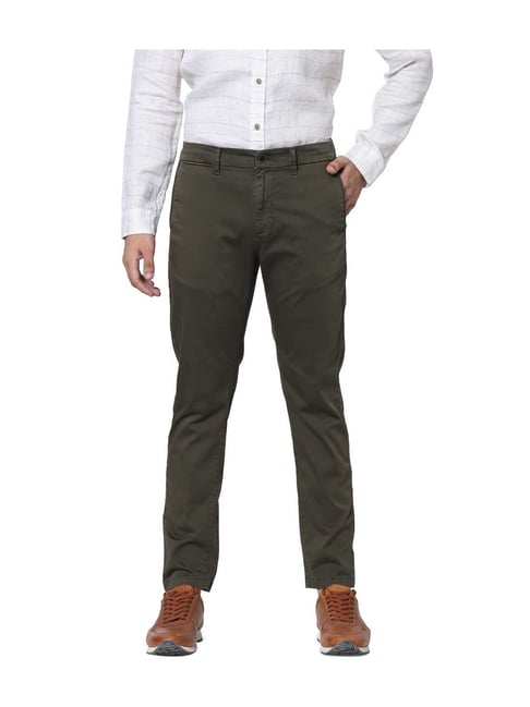 Jack & Jones Olive Solid Regular Fit Trousers