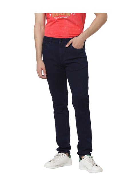 Jack & Jones Dark Blue Solid Skinny Fit Jeans