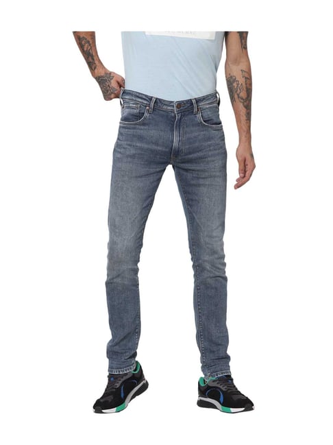 Jack & Jones Blue Solid Skinny Fit Jeans