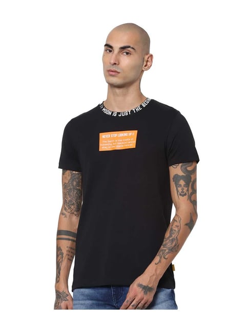 Jack & Jones Black & Orange Printed T-Shirt