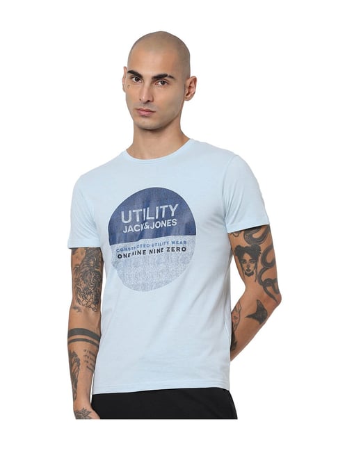 Jack & Jones Sky Blue Round Neck T-Shirt