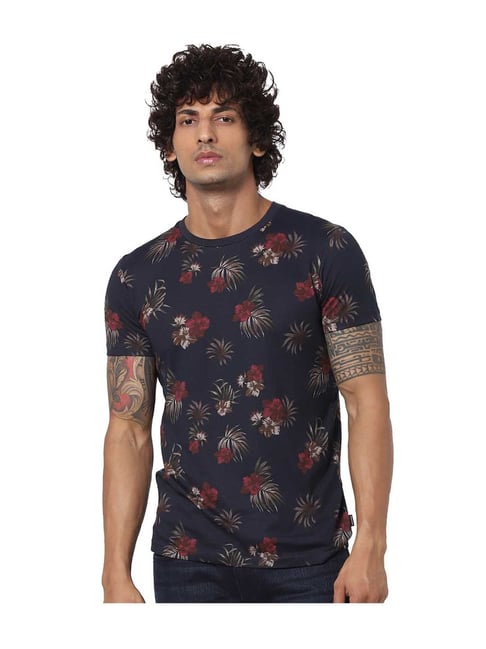 Jack & Jones Navy Round Neck Cotton T-Shirt