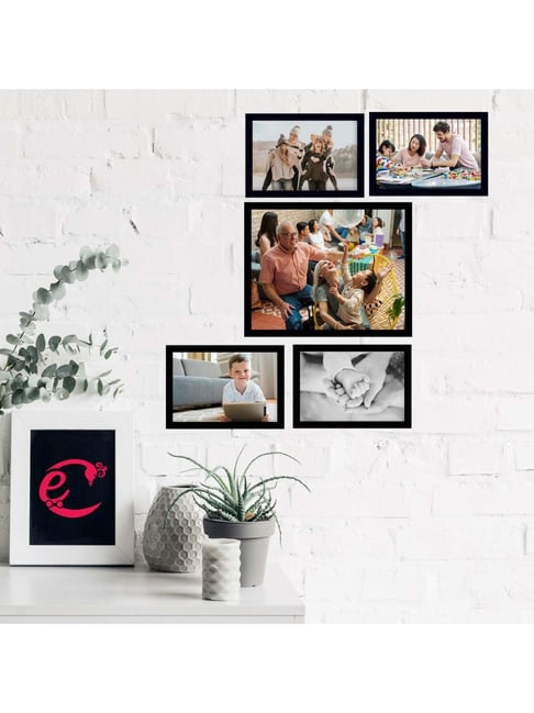 Memory Wall Collage Photo Frame - Set of 5 Photo Frames for 4 Photos of 5'x7', 1 Photos of 8'x10'