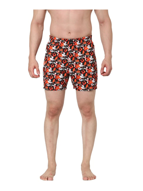 Jack & Jones Orange & Black Printed Boxers