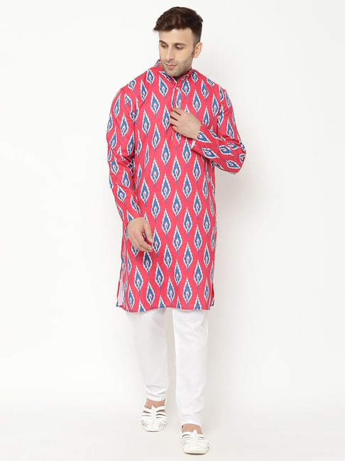 Hangup Red & White Regular Fit Printed Kurta Bottom Set