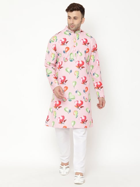 Hangup Pink & White Regular Fit Printed Kurta Bottom Set