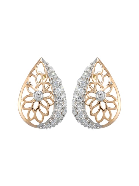 Women's 10k White Gold Diamond Cluster Stud Earrings