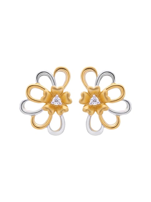 WHP Jewellers 18KT 750 Yellow Gold and American Diamond Stud Earrings For  Women  Girls  Amazonin Fashion