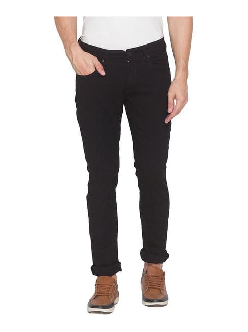 Spykar Black Slim Fit Low Rise Jeans