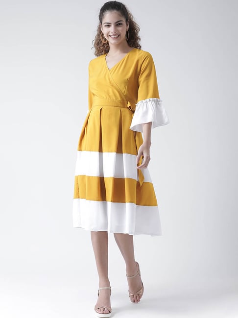 Mustard yellow outlet striped dress