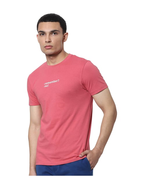 Jack & Jones Pink Printed Crew Neck T-Shirt