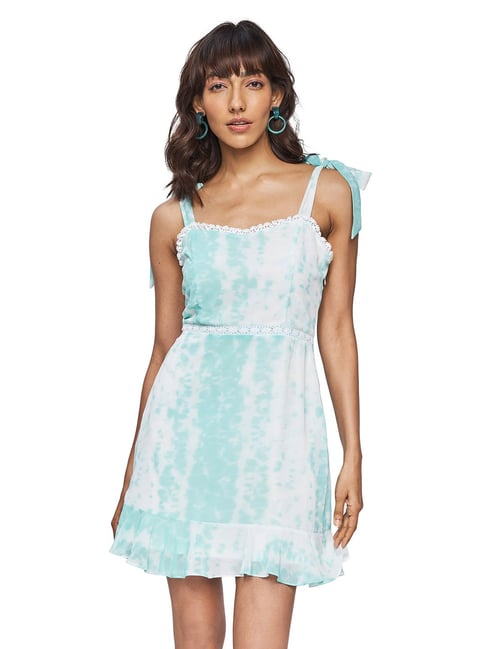 AND Green & White Tie - Dye Dress Price in India