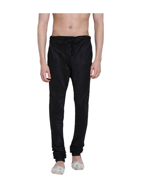 Sanwara Black Solid Art Silk Pyjama Pants-Sanwara-Apparel-TATA CLIQ