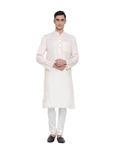 Sanwara Beige & Off White Solid Kurta & Pyjama Set