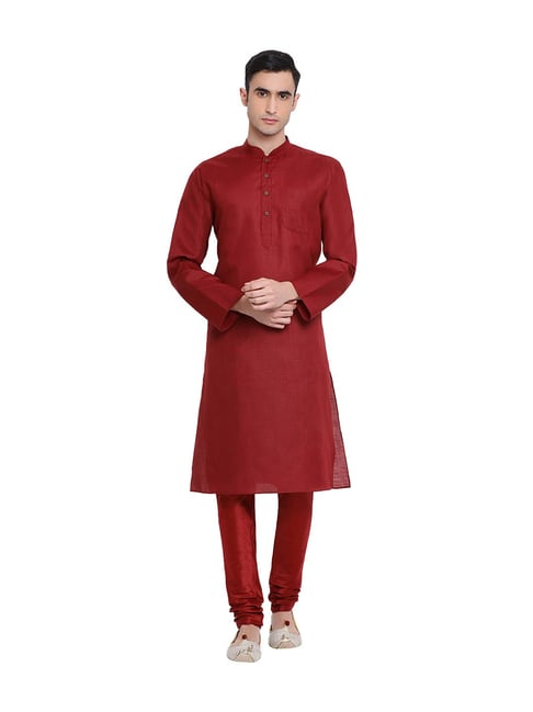 Sanwara Maroon Solid Kurta & Pyjama Set