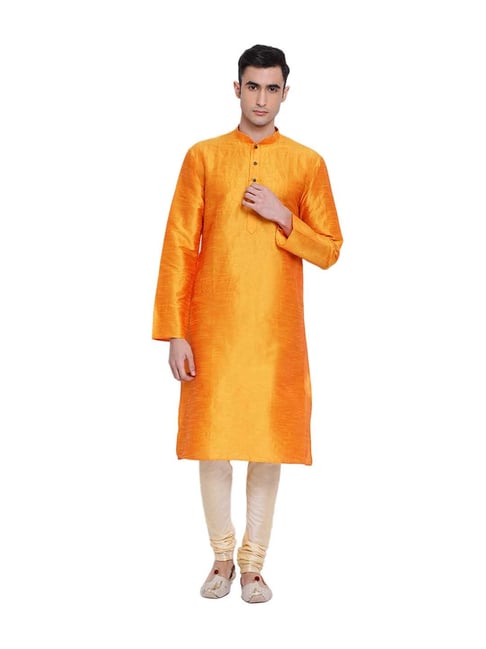 Sanwara Orange Solid Kurta & Pyjama Set