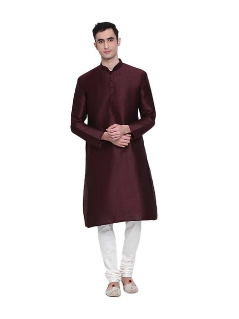 Sanwara Wine Solid Kurta & Pyjama Set