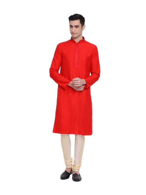 Sanwara Dark Red Solid Kurta & Pyjama Set