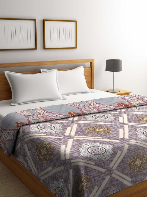 Klotthe Grey & Beige Feather 500 TC AC Comforter - Set of 1