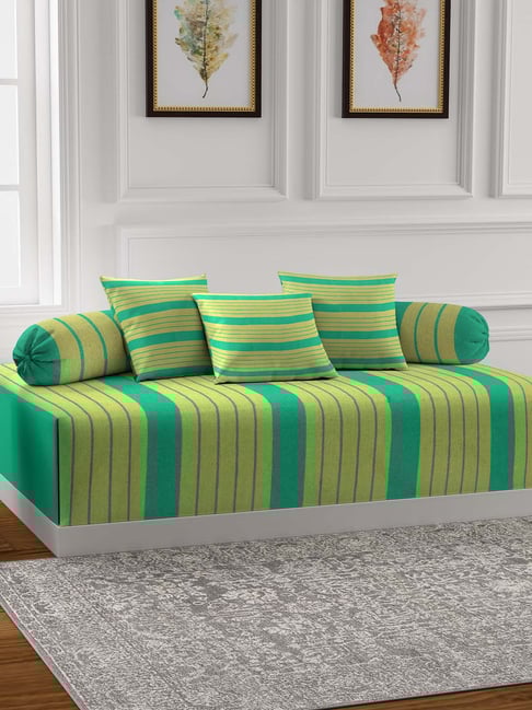 Klotthe Green & Yellow Cotton 210 TC Bath Linen Set
