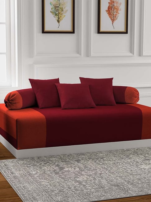 Klotthe Maroon & Orange Cotton 210 TC Bath Linen Set