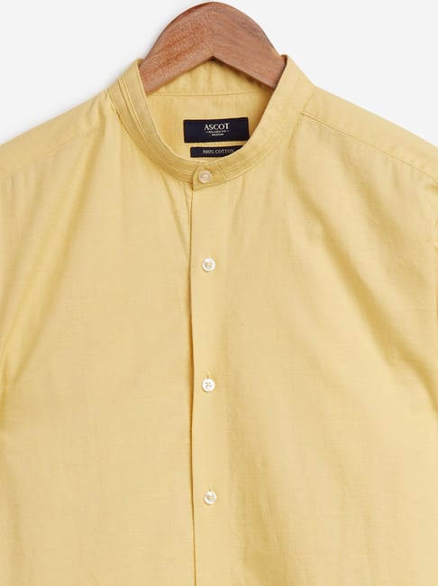 Buy Ascot by Westside Yellow Relaxed Fit Mandarin Collar Shirt Online ...