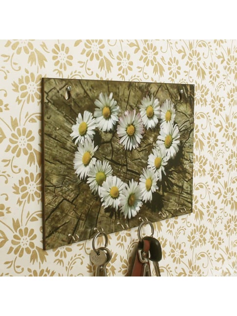 eCraftIndia Floral Theme Wooden Key Holder with 6 Hooks-picture-36