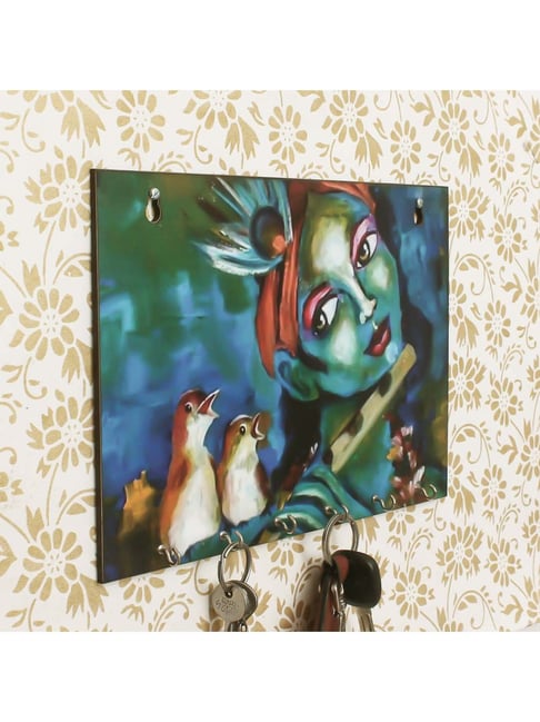 eCraftIndia Shree Krishna Theme Wooden Key Holder with 6 Hooks-picture-43