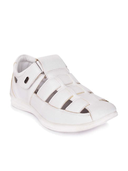 White leather cheap sandals for men