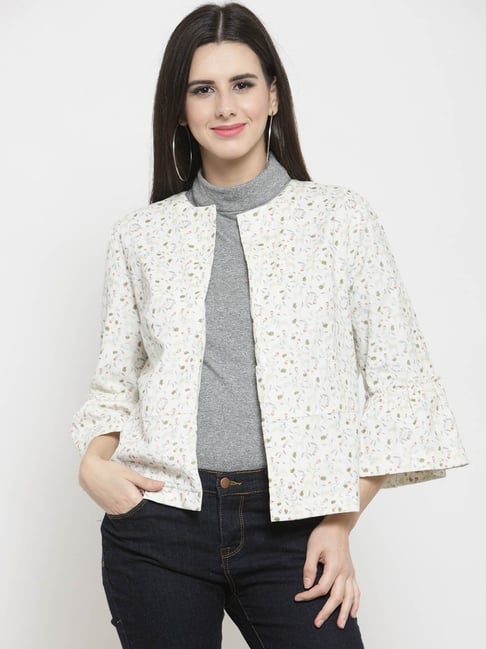 Buy THE VANCA Women Geometric Print Light Weight Jacket In Off White |  Shoppers Stop