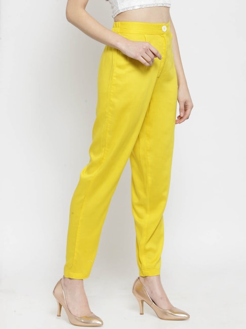 SSAAVKUY Womens Fashion Summer Casual Solid Chiffon Pockets Elastic Waist  Full Length Long Pants Double Layer Crinkle Wide Leg Pants Trousers Flare Trousers  Yellow 12 - Walmart.com