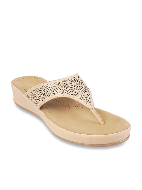 Metro Women's Beige Thong Wedges