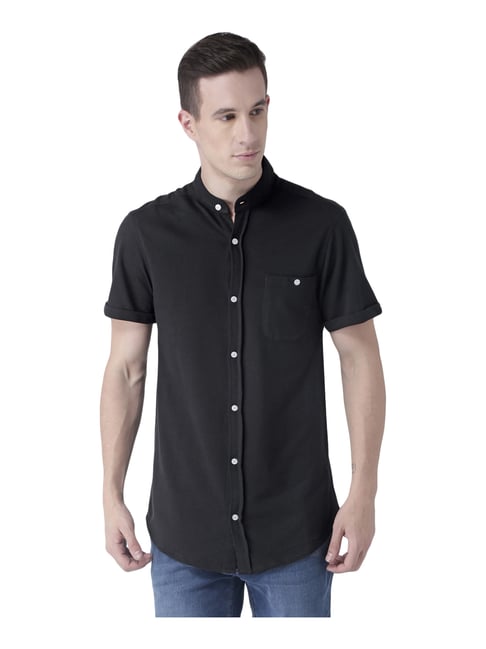 Club York Black Cotton Regular Fit Shirt