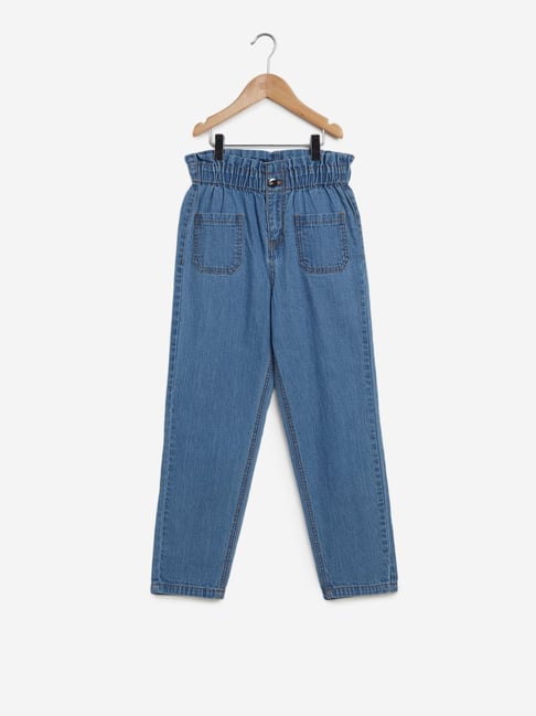 Buy Y&F Kids by Westside Blue Paperbag Mom-Fit Jeans Online at