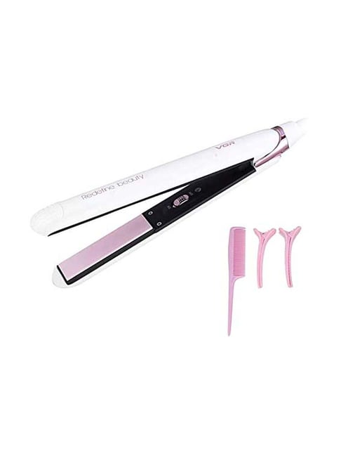 VGR V-505 Professional Hair Straightener with Ceramic Coated Plate (White)