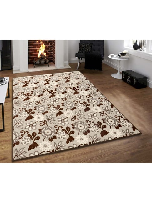Saral Home Floral Beauty Brown Cotton Carpet - Set of 1-picture-21
