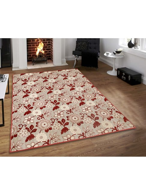 Saral Home Floral Beauty Maroon Cotton Carpet - Set of 1-picture-20