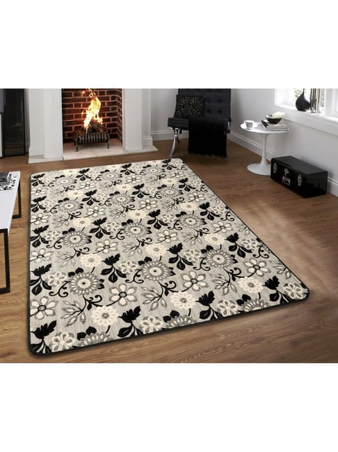 Saral Home Floral Beauty Grey Cotton Carpet - Set of 1-picture-19