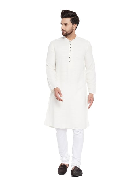 Even Off White Mandarin Collar Kurta