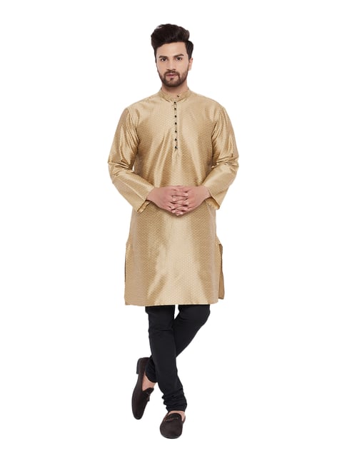 Even Dark Beige Printed Mandarin Collar Kurta