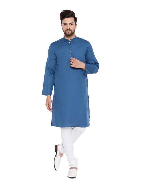 Even Blue Mandarin Collar Kurta