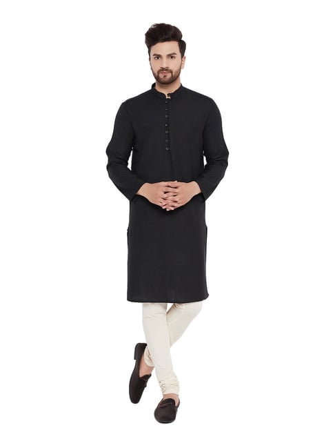 Even Black Mandarin Collar Kurta