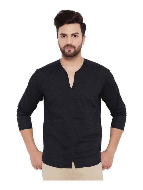 Even Black Printed Round Neck Kurta