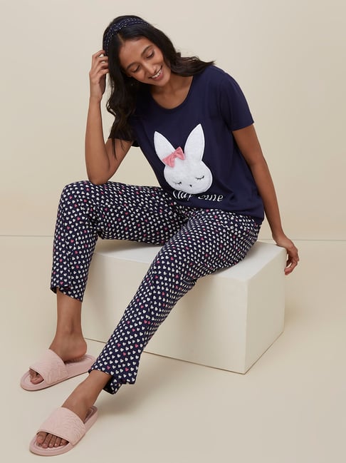 Buy Wunderlove by Westside Navy Bunny Patterned T-Shirt Online at best  price at TataCLiQ