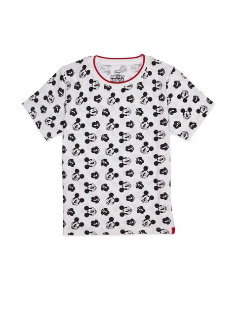 Disney Kids White Mickey Mouse Print T-Shirt