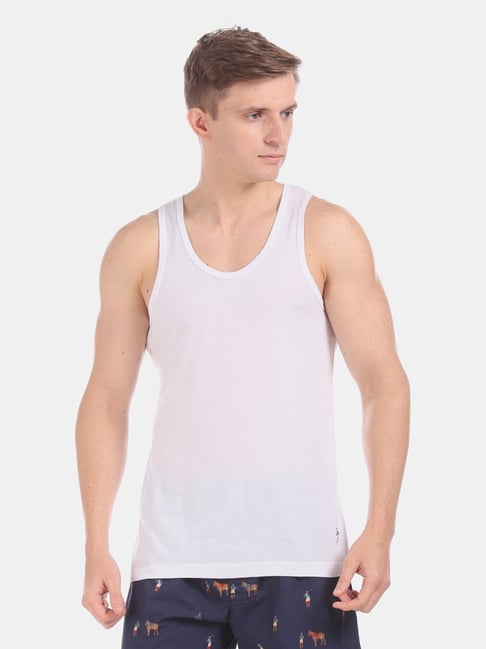 U S Polo Assn U.S. Polo Assn. White Regular Fit Vests - Pack Of 3