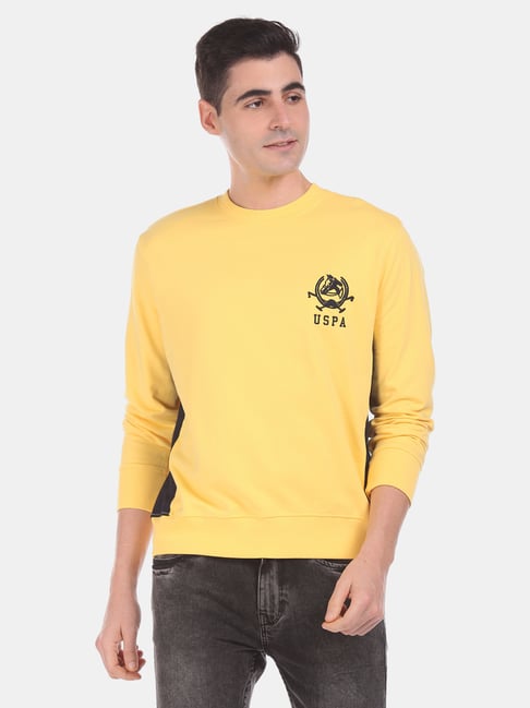 U S Polo Assn U.S. Polo Assn. Yellow Cotton Regular Fit Sweatshirt