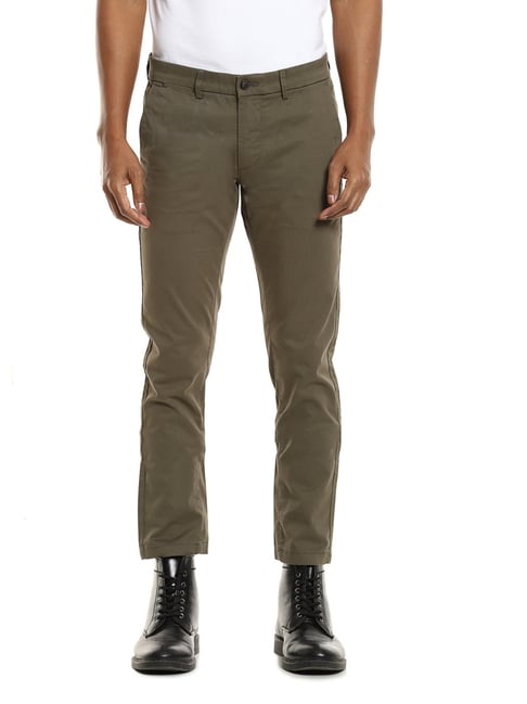 Buy Arrow Sport Olive Green Cotton Regular Fit Chinos for Mens Online   Tata CLiQ