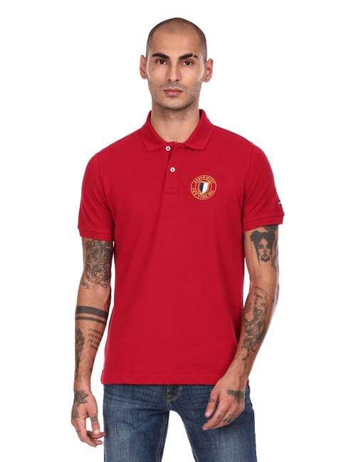 Buy Arrow Sport Red Cotton Polo T-Shirt 