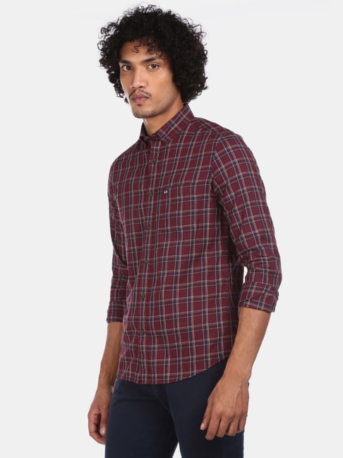 Buy Arrow Sport Maroon Cotton Regular 